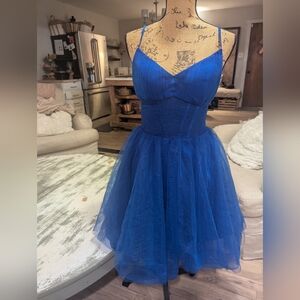 Elegant Blue Spaghetti Strap Tutu Cocktail Dress